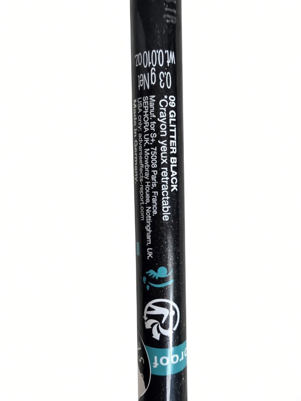 Sephora 12HR Retractable Eyeliner 09 Glitter Black New 0.3g